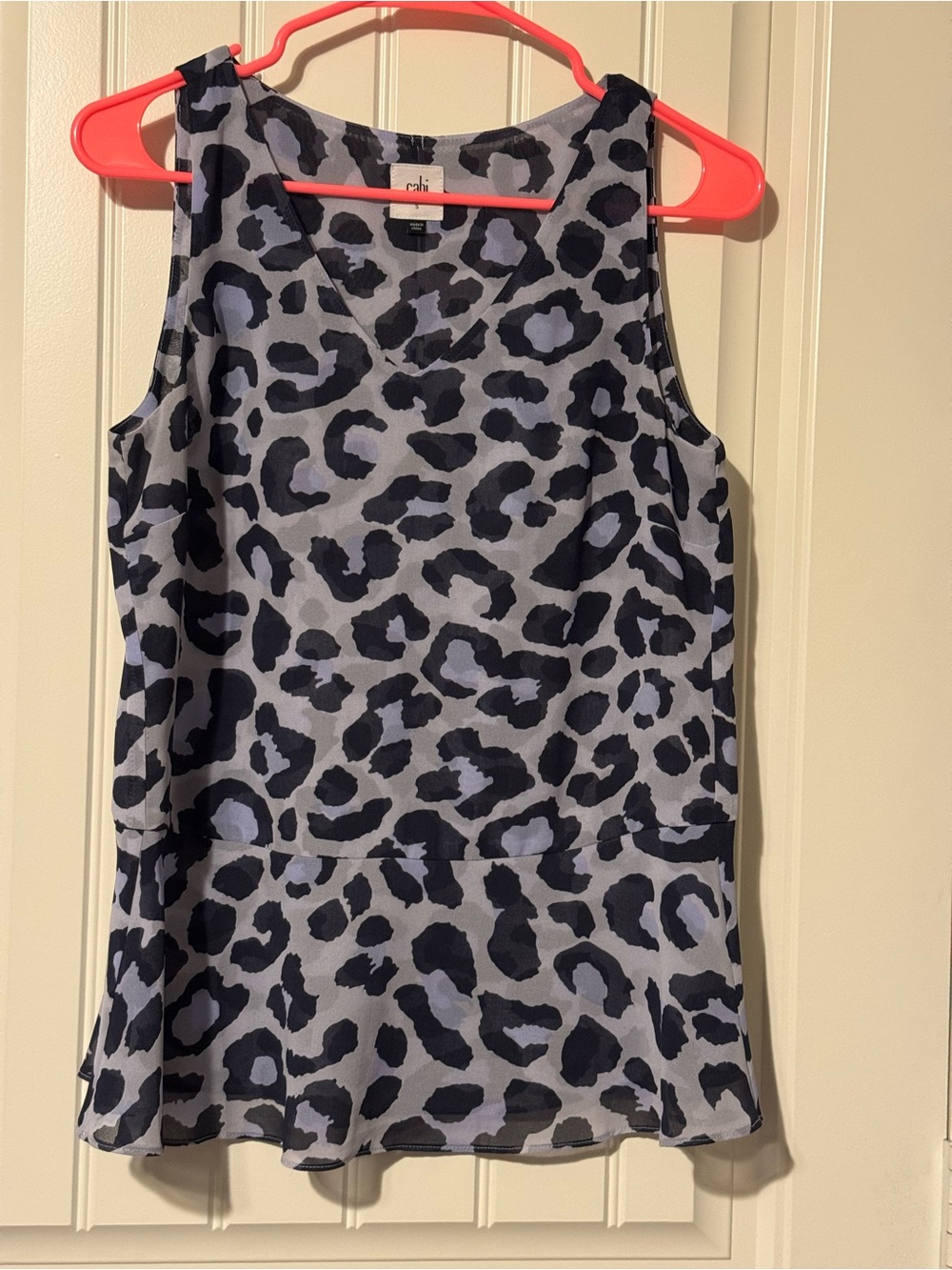 CAbi Small Top with Gray, Lavender and Black Print